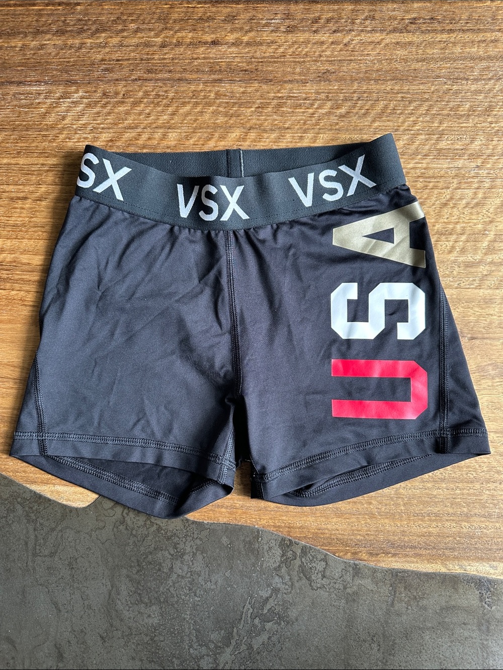 VSX Black Shorts with Red, White & Gold USA Lettering